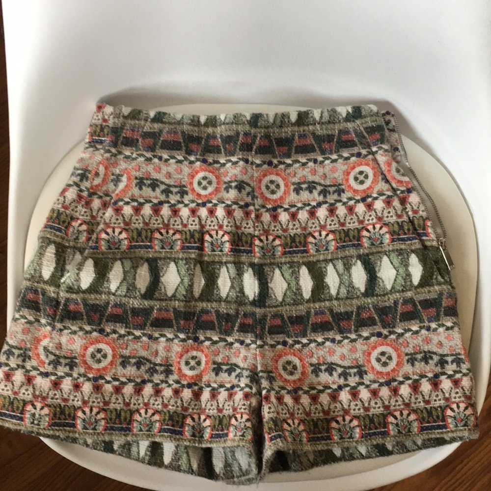 Zara high waisted embroidered shorts